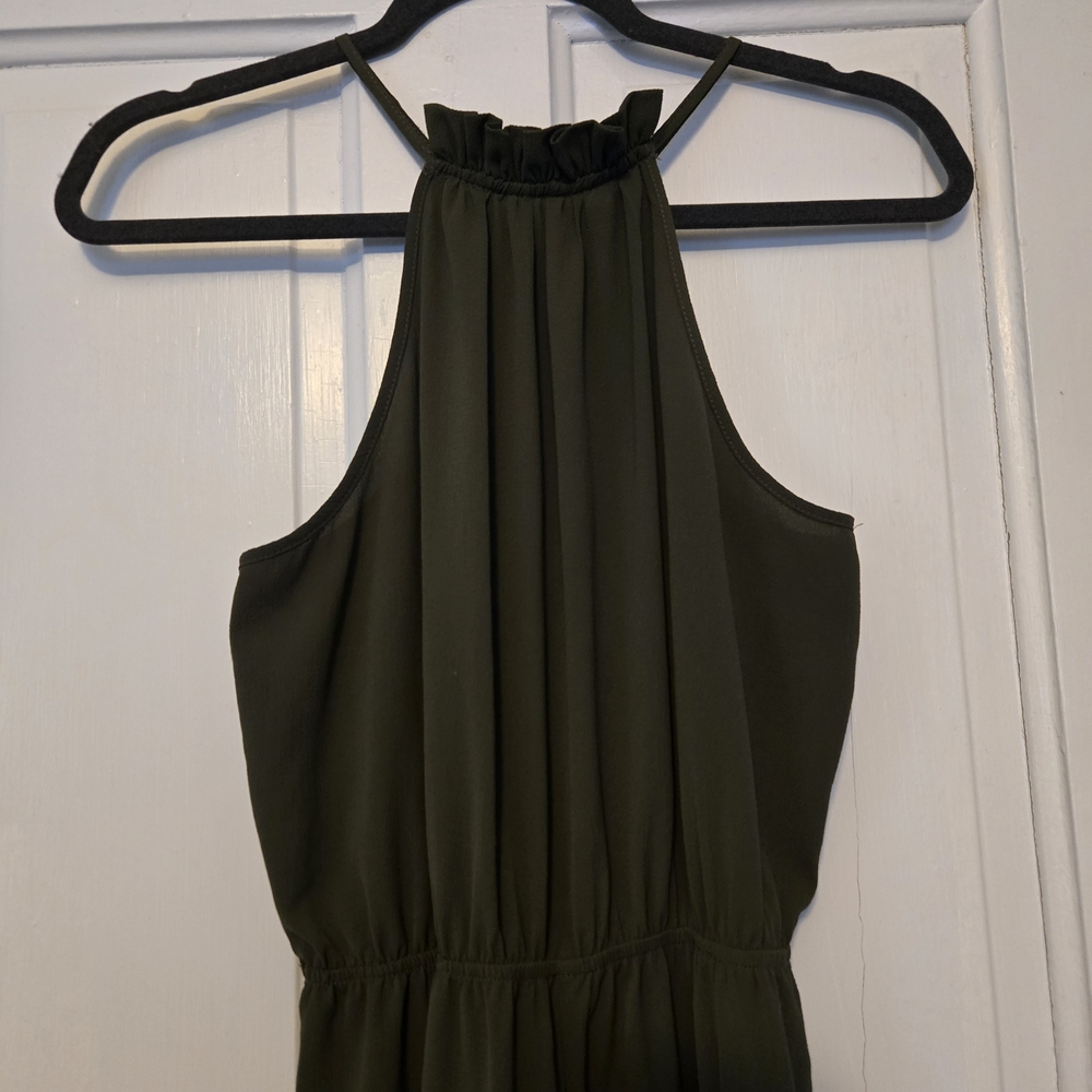 Top Shop - High Neck, Dark Green Elegant Jumpsuit